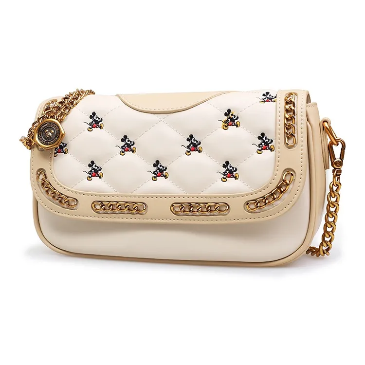 Disney Mickey Series Leather Crossbody Bag Shoulder Bag Women's Ecru-2