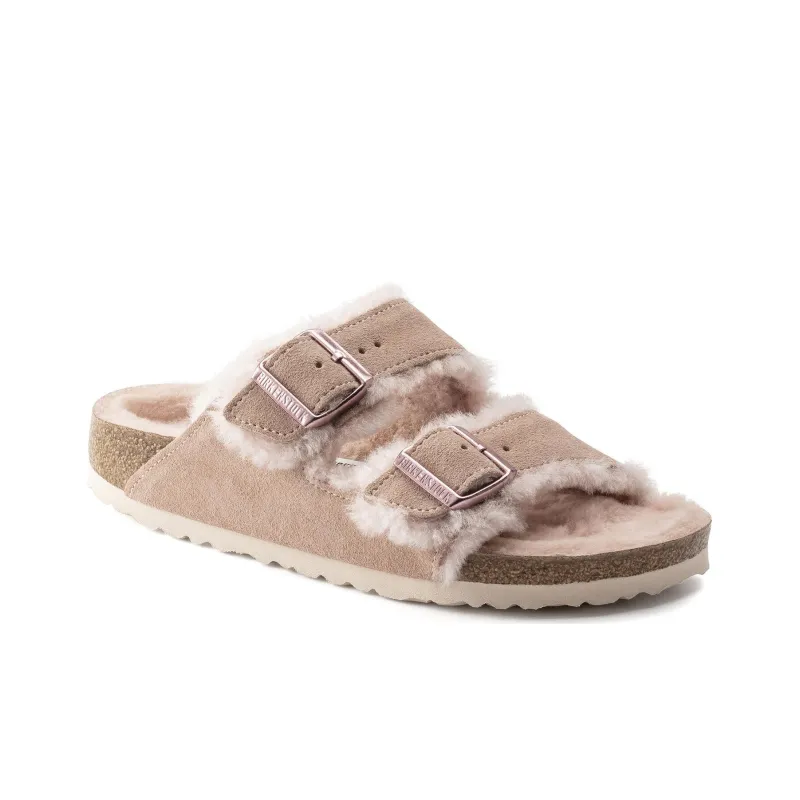 Birkenstock Arizona Shearling Suede Leather Sandals 'Light Rose' Women's-1