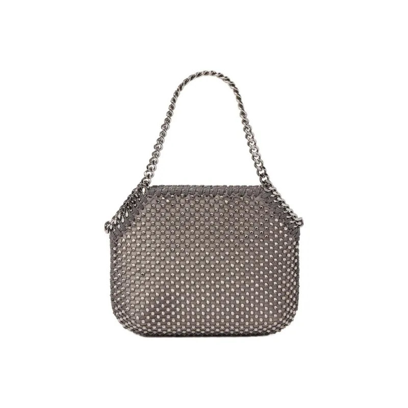 Stella McCartney Falabella Satin Crystal Mesh Layer One Shoulder Handbag Mini Women's Dark Charcoal Gray-2