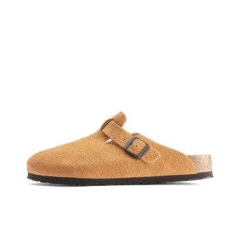 Birkenstock Boston Suede Cork Brown Pattern Footbed