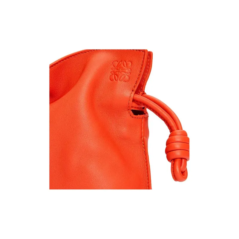 LOEWE Nappa Cow Leather One Shoulder Crossbody Clutches Mini Women's Orange-5