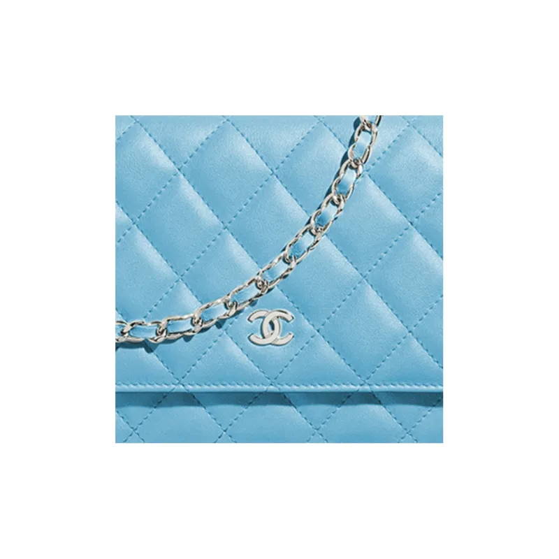 CHANEL WOC Lambskin Flap Bag, Shoulder Bag, Crossbody Bag Women's Blue-1