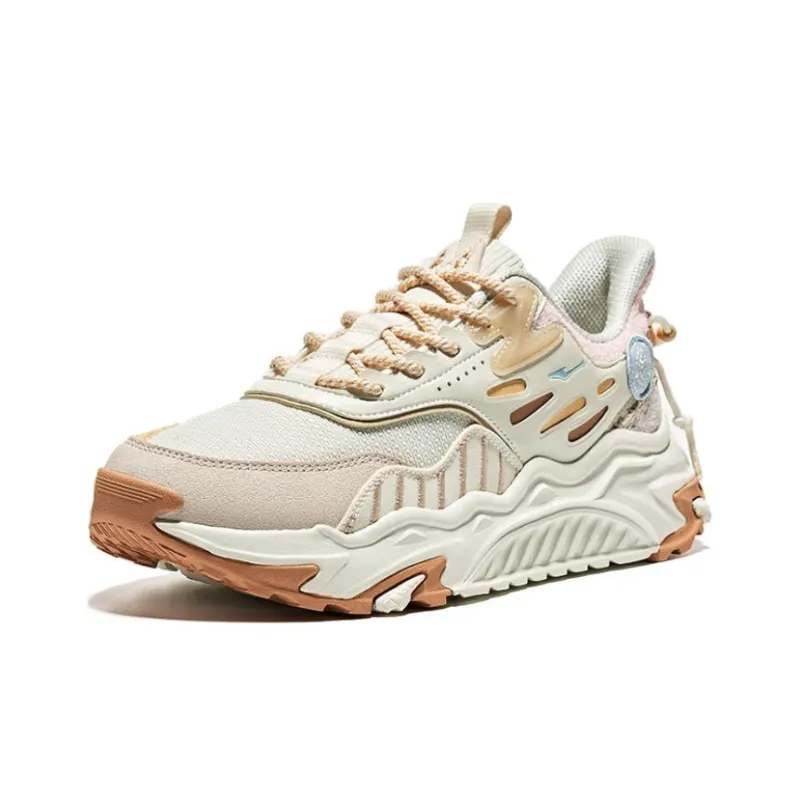 Erke Xun Casual Shoes Women's Low Top Unbleached Original Color/Gray Paint-2