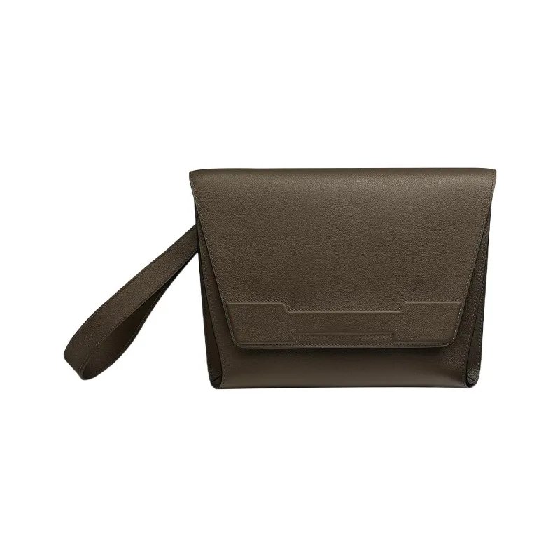 HERMES Evercolor Calfskin Clutch Men's G8 Vert Maquis Forest Green-0