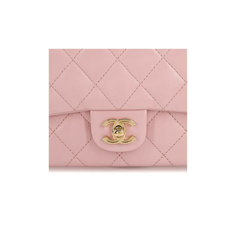 CHANEL Bright Lambskin Flap Bag, Shoulder Bag, Crossbody Bag, Handbag Trumpets Women's Pink-4