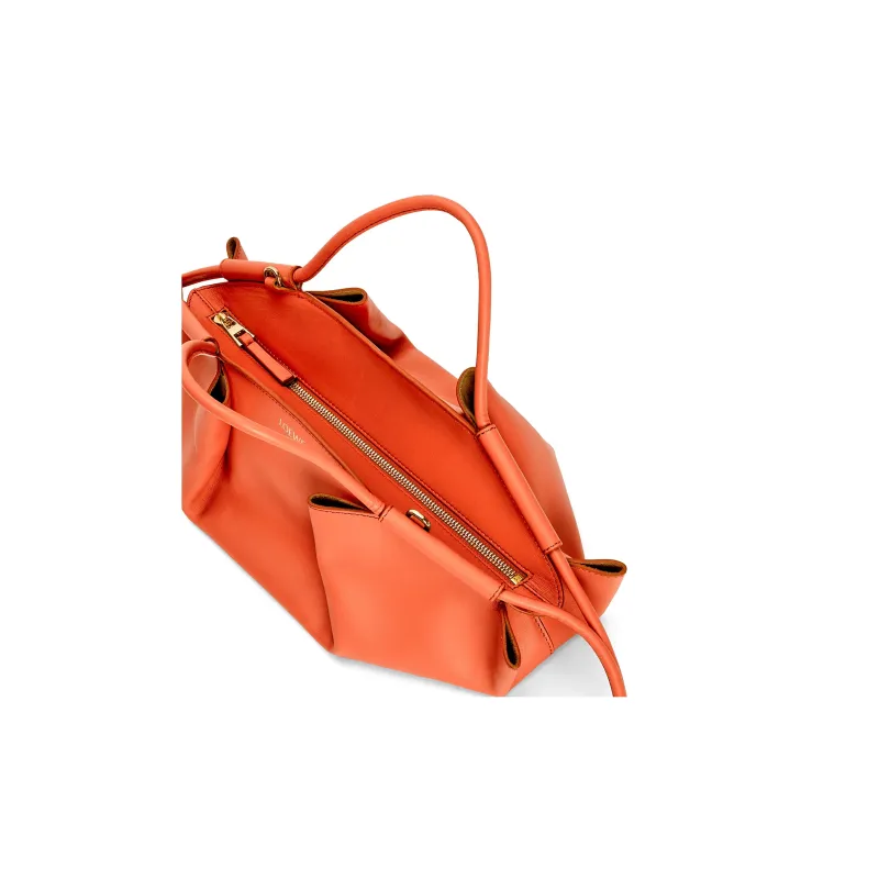 LOEWE Shiny Nappa Cow Leather Dumpling Bag Shoulder Bag Crossbody Bag Handbag Small Size Women's Orange-5