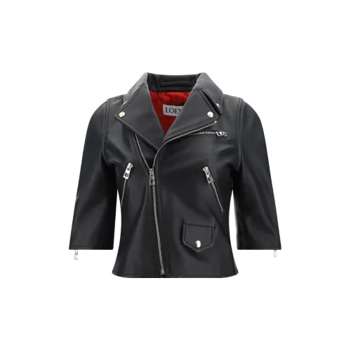 LOEWE Leather Jackets Women's Black