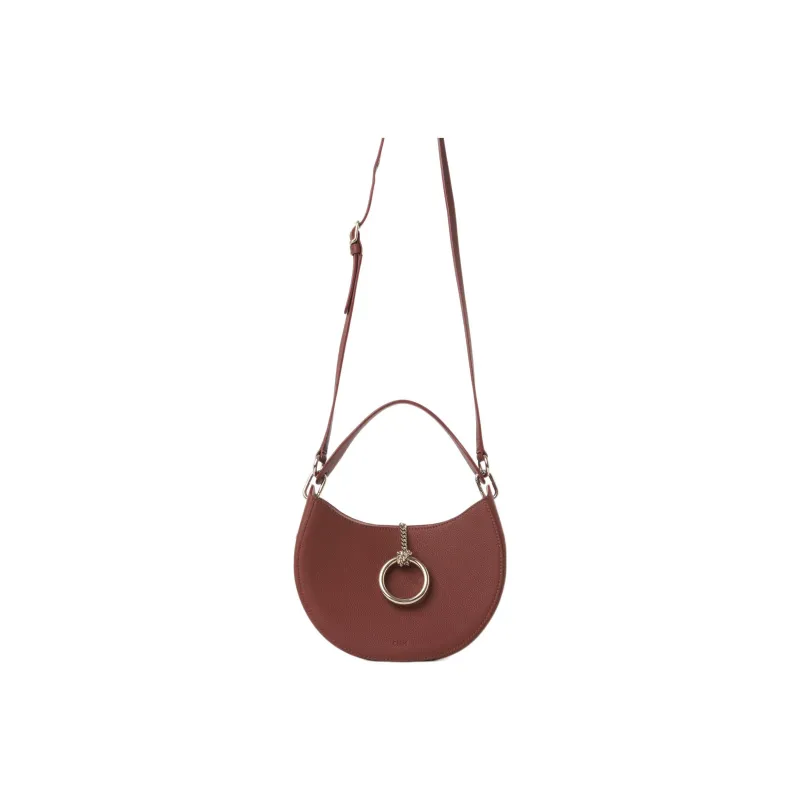 Chloe Grained Calfskin Hobo Bag Shoulder Bag Crossbody Bag Handbag Small Size Women's Tan-0