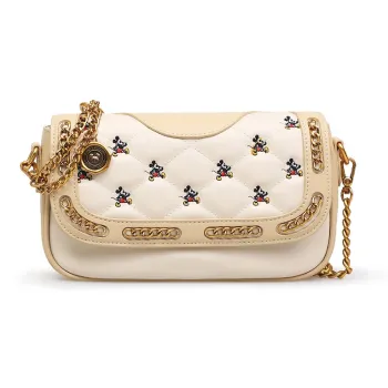 Disney Mickey Series Leather Crossbody Bag Shoulder Bag Women's Ecru