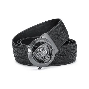 JAGUAR Men's Wild Cow Leather Individual Automatic Buckle Top Grain Cow Leather Belt Men's 3.5cm