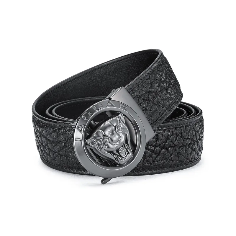 JAGUAR Men's Wild Cow Leather Individual Automatic Buckle Top Grain Cow Leather Belt Men's 3.5cm-0