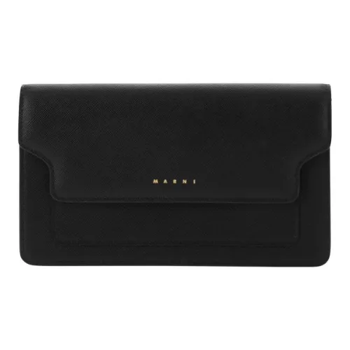 MARNI Calfskin Card Clip Card Holder Wallets Women's Black