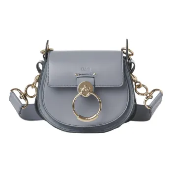 Chloe Tess Calfskin With Suede Shoulder Bag Crossbody Bag Handbag Small Size Women's Storm Blue