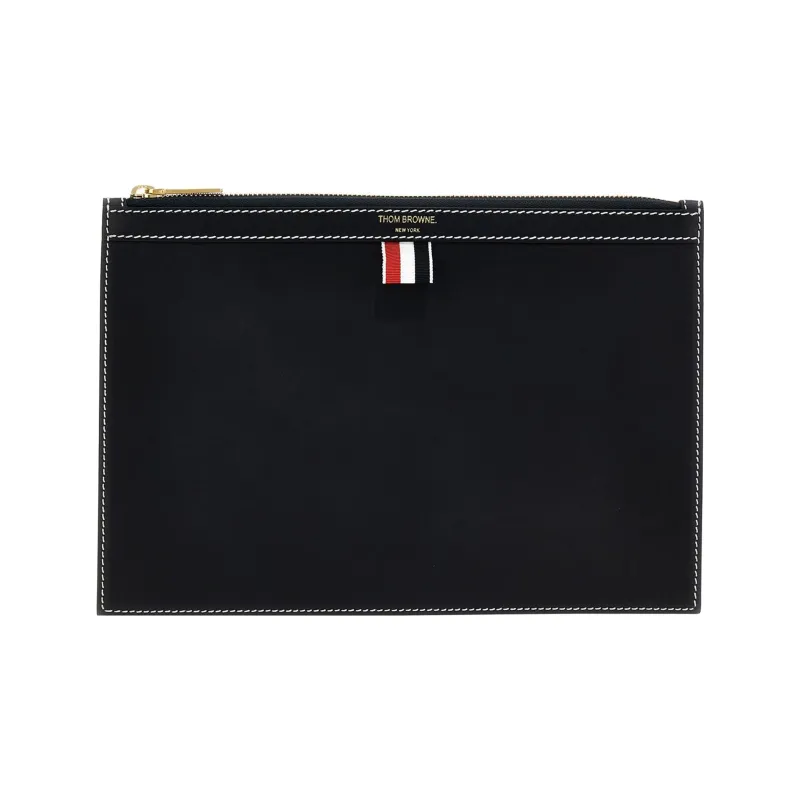 THOM BROWNE 4 Bar Tab Zipped Document Holder-0