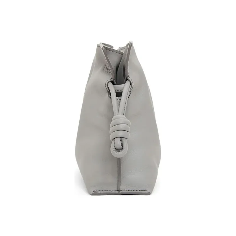 LOEWE Nappa Cow Leather One Shoulder Crossbody Clutches Mini Women's Pearl Gray-3