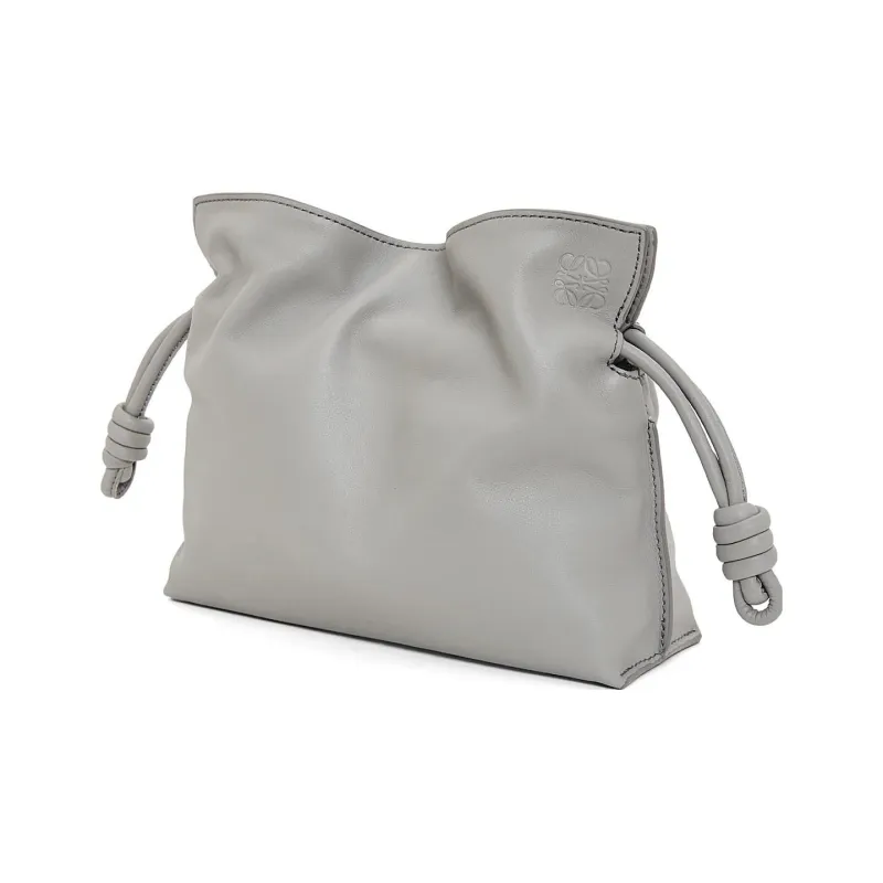LOEWE Nappa Cow Leather One Shoulder Crossbody Clutches Mini Women's Pearl Gray-2