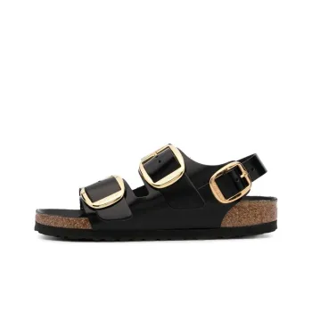 Birkenstock Milano Big Buckle Natural Leather Narrow Fit Sandals 'Patent High Shine Black' Women's