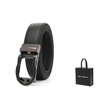 FREE RABBITⅡ Cut-Out Buckle Belt With Reverse Pull Automatic Buckle Leather Belts Men's 3.5cm