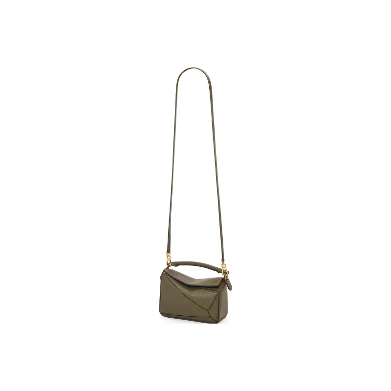 LOEWE Puzzle Cow Leather Geometric Bag Puzzle Bag Handbag Shoulder Bag Crossbody Bag Mini Women's Dark Khaki Green-1