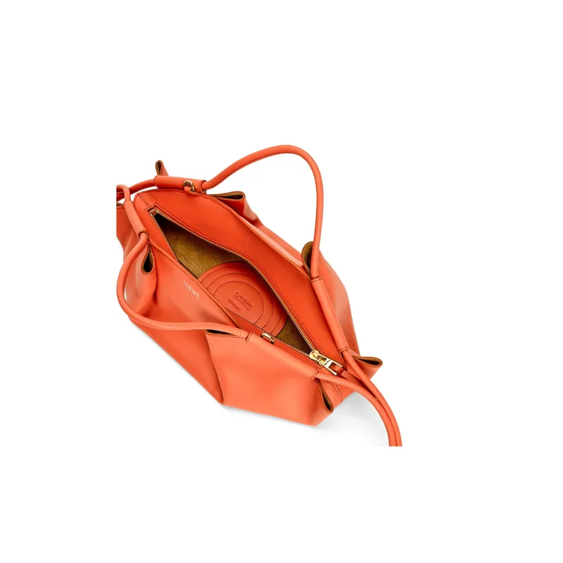 LOEWE Shiny Nappa Cow Leather Dumpling Bag Shoulder Bag Crossbody Bag Handbag Small Size Women's Orange-6