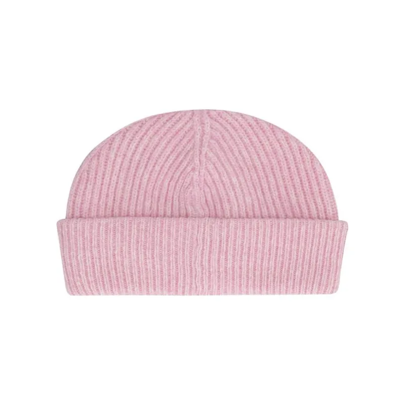 GANNI Logo Patch Turn Up Brim Knitted Beanie-1