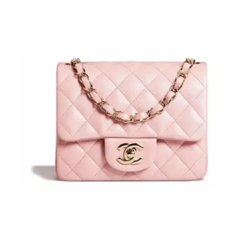CHANEL Sheepskin Mini Square Flap Bag, Flap Bag, Shoulder Bag, Crossbody Bag Mini Women's Pink