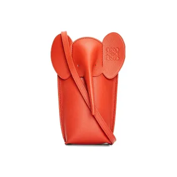 LOEWE Elephant Pocket Cow Leather Cell Phone Pouch Shoulder Bag Crossbody Bag Women's Orange