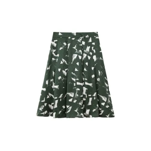 OVV Casual Long Skirt Women's Dark Green Pattern-1