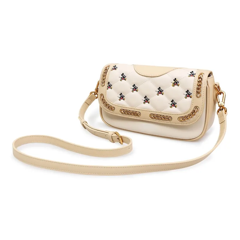 Disney Mickey Series Leather Crossbody Bag Shoulder Bag Women's Ecru-7