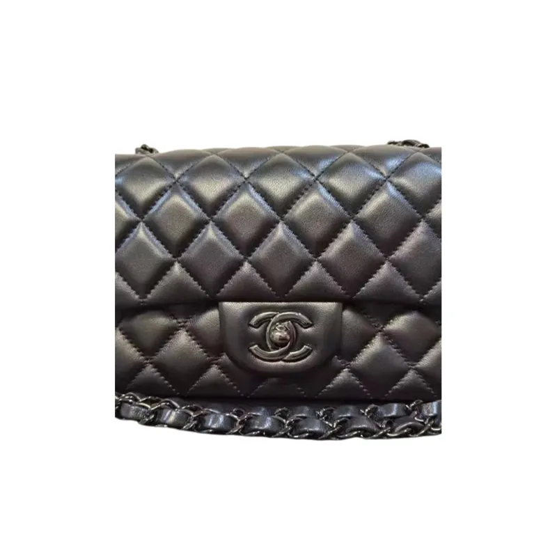 CHANEL So Black Lambskin Shoulder Bag, Crossbody Bag Mini Women's Black-5