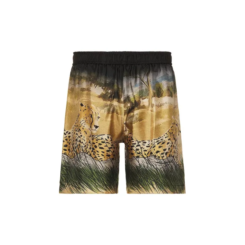 AMIRI Cheetah-print Silk Shorts-1