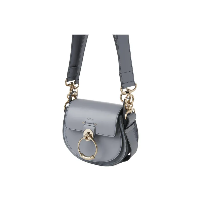 Chloe Tess Calfskin With Suede Shoulder Bag Crossbody Bag Handbag Small Size Women's Storm Blue-1