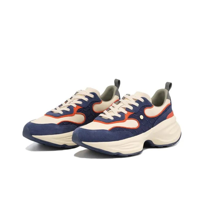 LI NING 1990 Clouds Slip Resistant, Abrasion Resistant, Breathable Low Top Running Shoes Men's Blue Yellow Patchwork-1