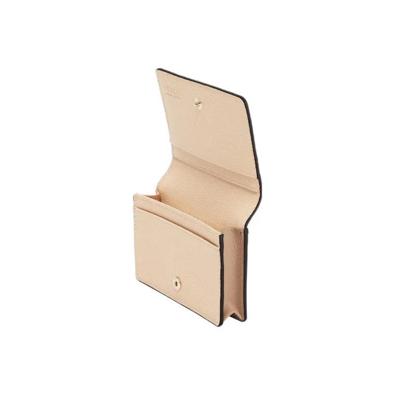 Furla Leather Business Card Holder Wallets Women's Beige-2