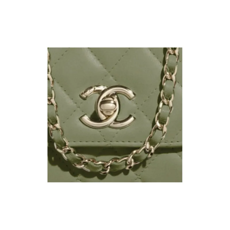 CHANEL Sheepskin Shoulder Bag, Crossbody Bag Mini Women's Green-1