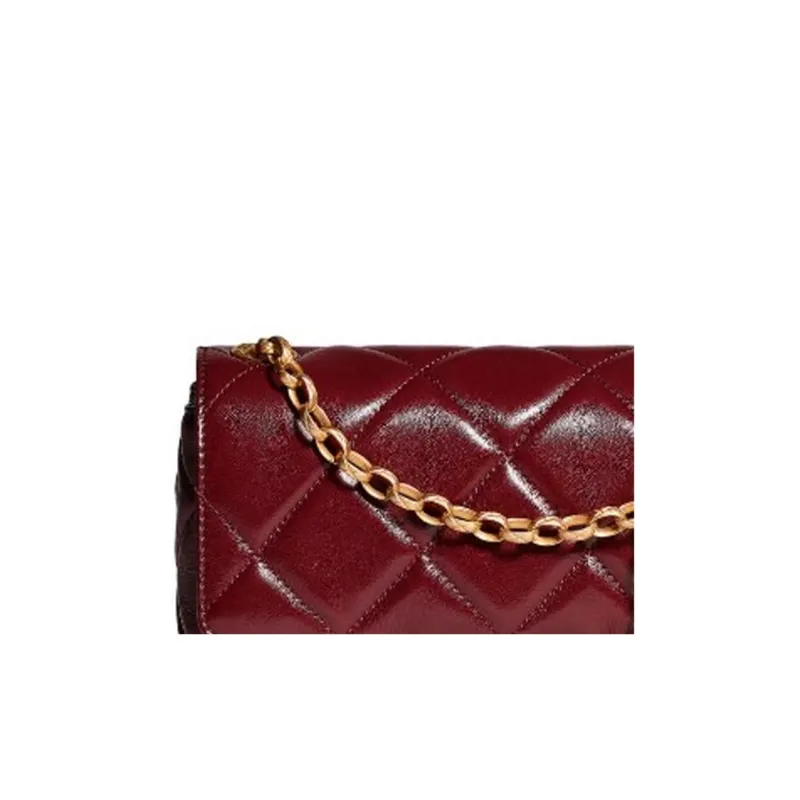 CHANEL Lambskin Gold Coin Closure Flap Bag, Shoulder Bag, Crossbody Bag Women's Burgundy-1