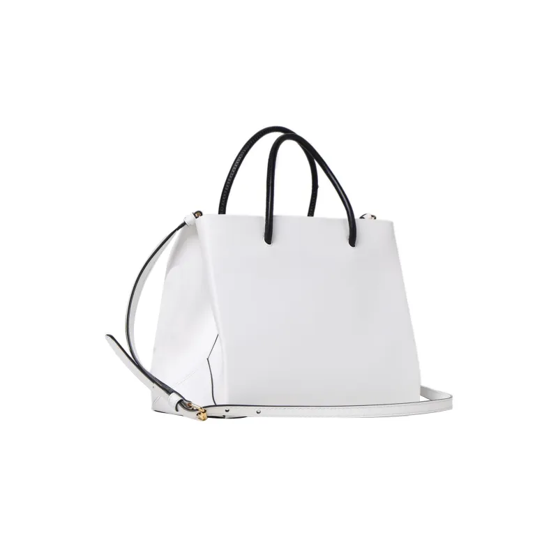 MOSCHINO Calfskin Tote Bag Shopping Bag Shoulder Bag Crossbody Bag Handbag Small Size Women's White-1