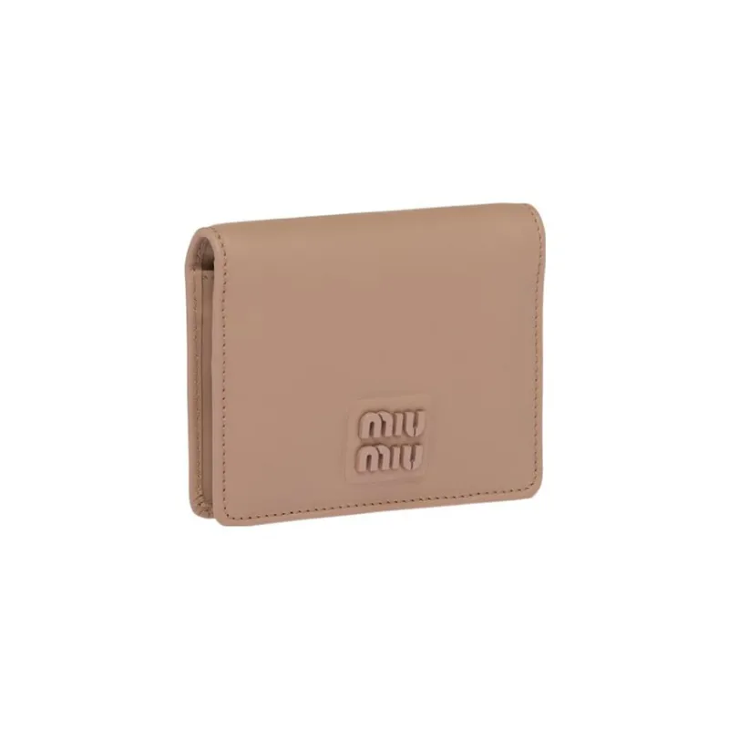 MIU MIU Leather Wallet Trumpets Women's Light Pink-1
