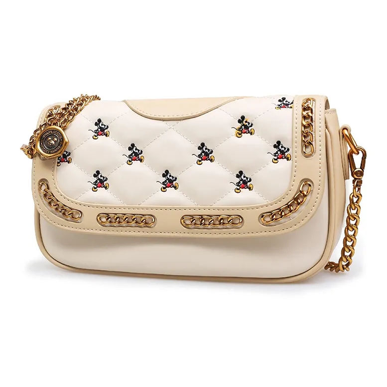 Disney Mickey Series Leather Crossbody Bag Shoulder Bag Women's Ecru-1