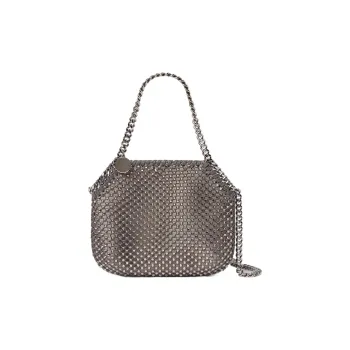 Stella McCartney Falabella Satin Crystal Mesh Layer One Shoulder Handbag Mini Women's Dark Charcoal Gray