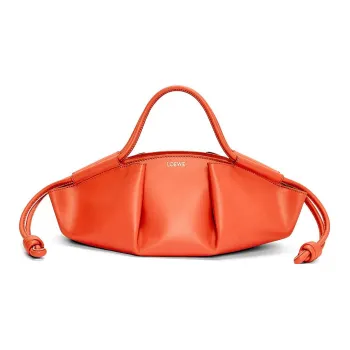 LOEWE Shiny Nappa Cow Leather Dumpling Bag Shoulder Bag Crossbody Bag Handbag Small Size Women's Orange