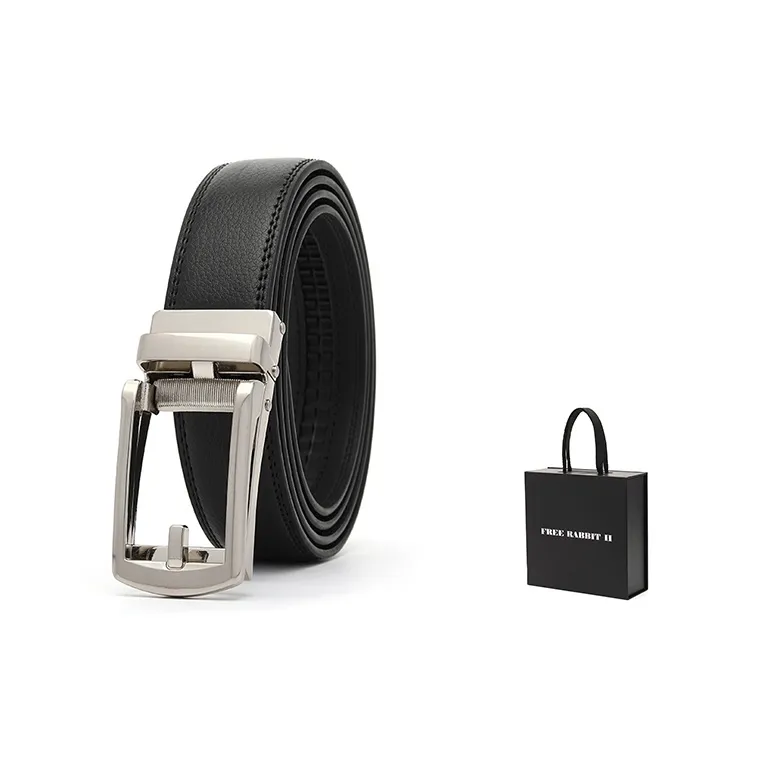 FREE RABBITⅡ Business Belt With Stud Automatic Buckle Leather Belts Men's 3.5cm-12