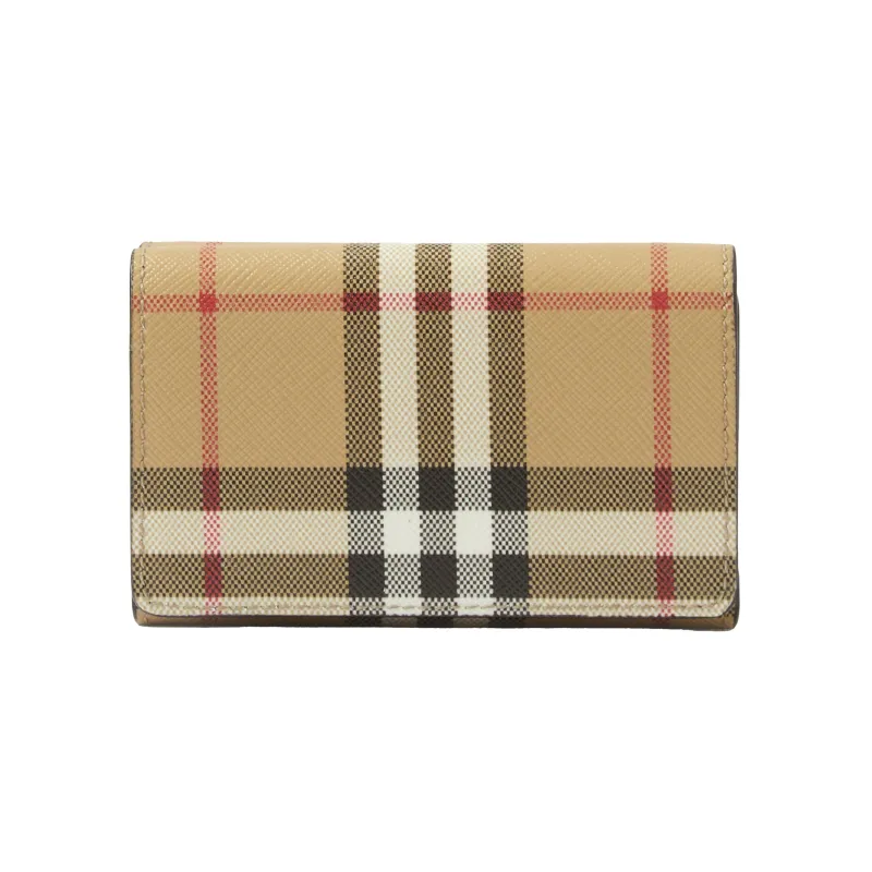 Burberry Vintage Leather Wallet Small Size Women's Archive Beige/Black-2