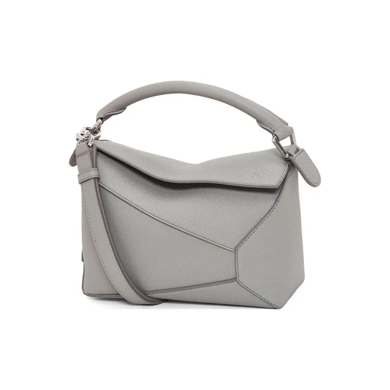 LOEWE Puzzle Soft Grain Cow Leather Shoulder Bag, Crossbody Bag, Handbag Trumpets Women's Pearl Gray-0