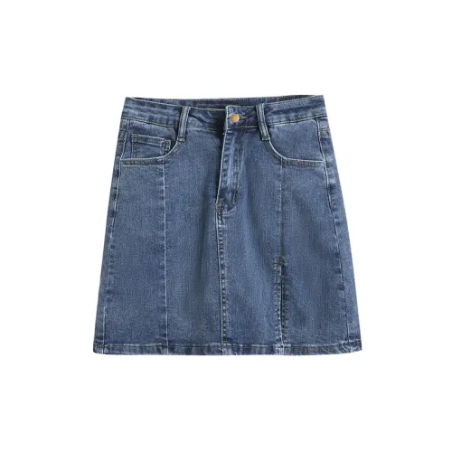 BRASS SCOUT Denim Short Skirts Women's Vintage Blue