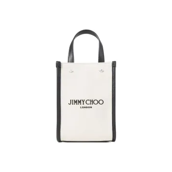 Jimmy Choo Canvas Bag, Tote Bag, Shopping Bag, Shoulder Bag, Crossbody Bag, Handbag Mini Women's Black/Beige