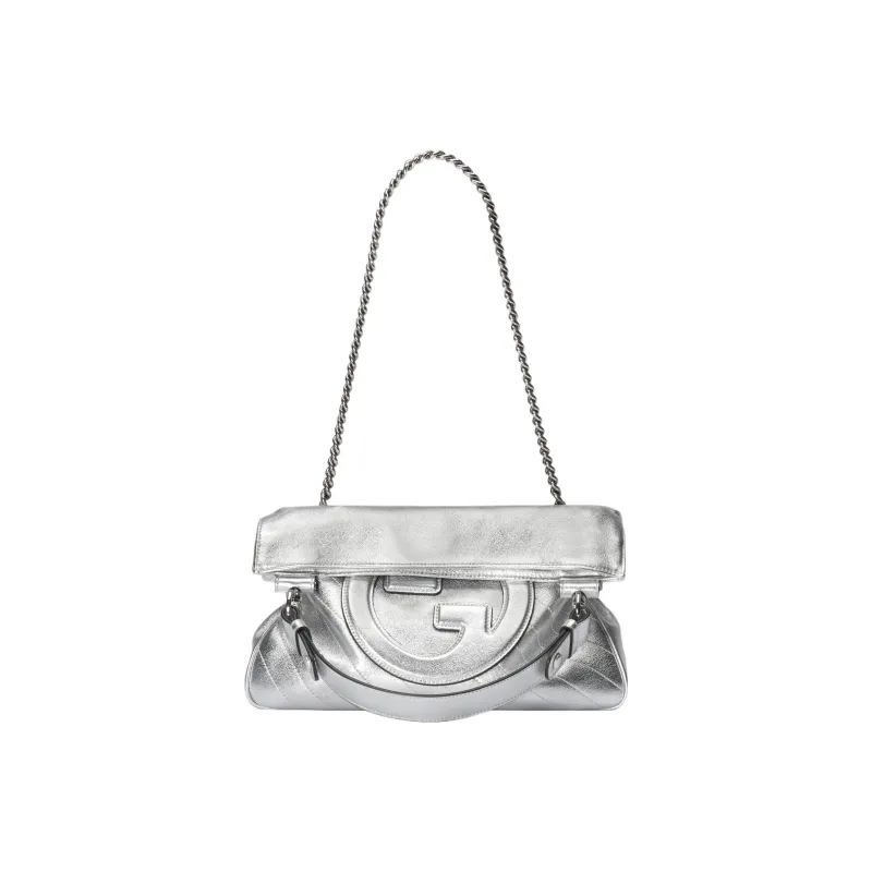 GUCCI Blondie Leather Tote Bag Shopping Bag Handbag Small Size Women's Silver-2