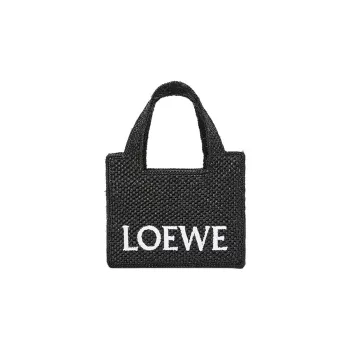 LOEWE Raffia Fiber Tote Bag, Shopping Bag, Shoulder Bag, Crossbody Bag, Handbag Mini Women's Black