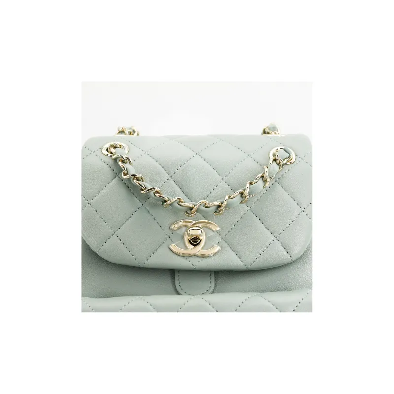 CHANEL Duma Cow Leather Backpack Women's Gray Green-6