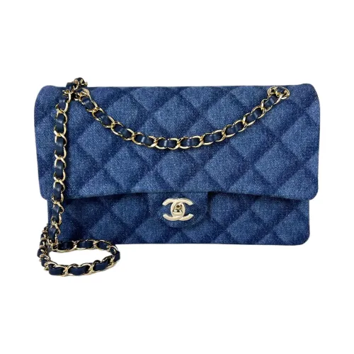 CHANEL Classic Flap CF Denim Mouth Cover Bag Crossbody Bag Shoulder Bag Women's Dark Blue